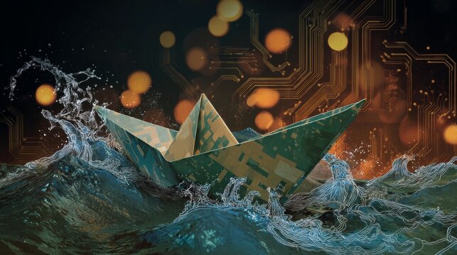 Waves of change: the indomitable spirit in dark waters. Human computer. A paper craft defies odds: cuban dreams amidst tension. Machine learning. Human interaction.