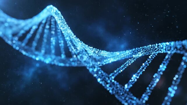 Blue DNA double helix in space for commercial backgrounds, digital design, and advertising