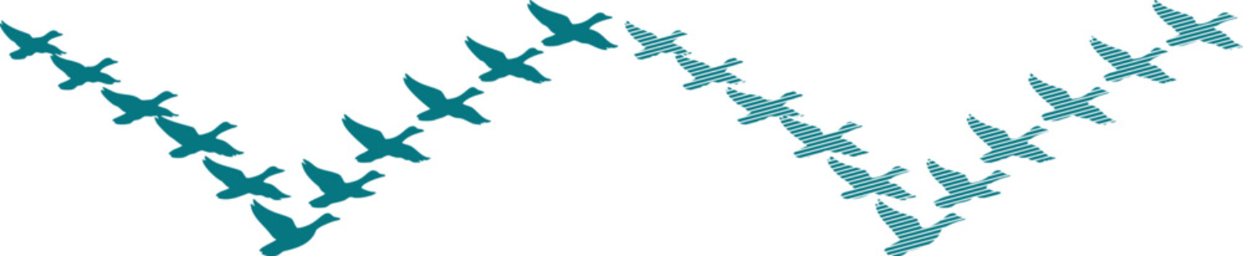 Teal airplanes in v formation flight patterns v shape