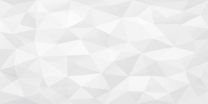 Abstract geometric white vector background with triangle polygon mosaic pattern and futuristic 3D light design texture style