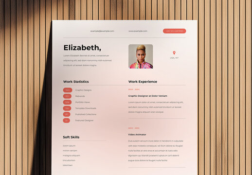 Simple Resume Layout with Orange Accent