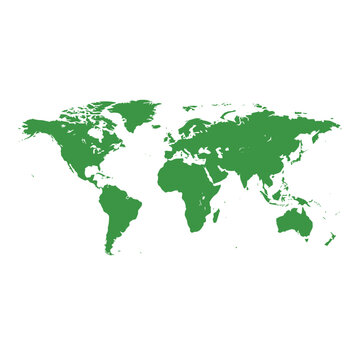 Green World Map Vector Illustration on White Background