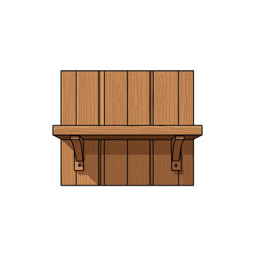 Wooden Wall Shelf Vector Illustration on Plank Background