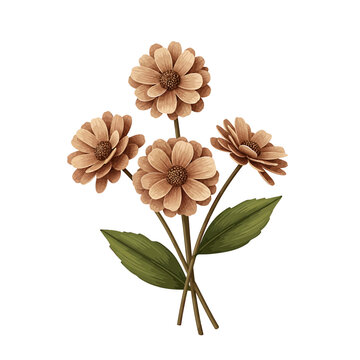 Vintage Brown Daisy Flower Bouquet Vector Illustration