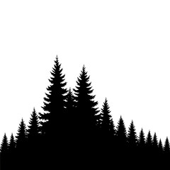 Obraz premium Black Pine Forest Silhouette Minimalist Vector Illustration