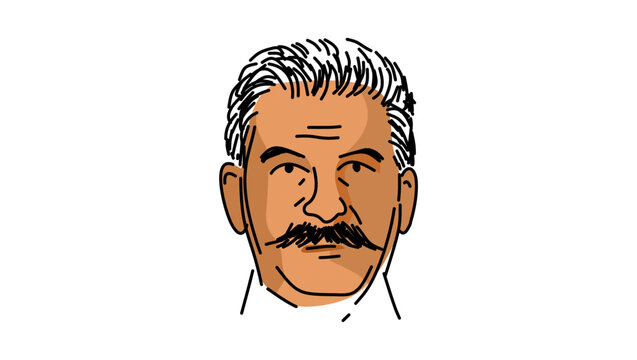 Portrait of the leader of the Soviet Union, flat vector illustration.