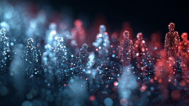 A journey into the heart of artificial general intelligence. Social media community. Subtle hues enhance agi hologram in the vast dark universe. Online network map.