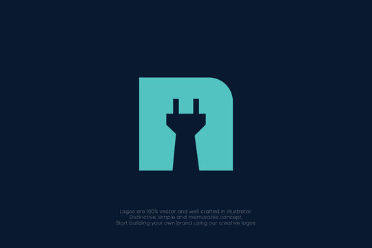 N Letter Electrical Plug Logo