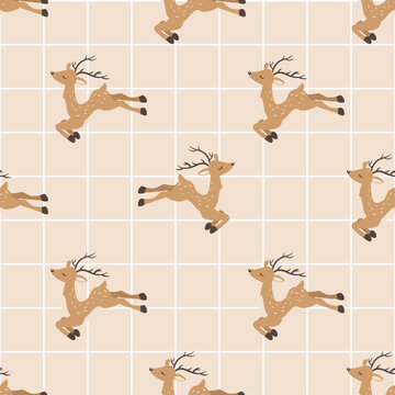 Woodland Seamless Pattern with Bear Fox Bunny for Kids Fabric