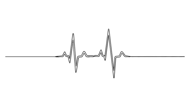 Medical heartbeat rhythm electrocardiogram wave. Continuous line style. Hand drawn. Line art. Vector design. illustration