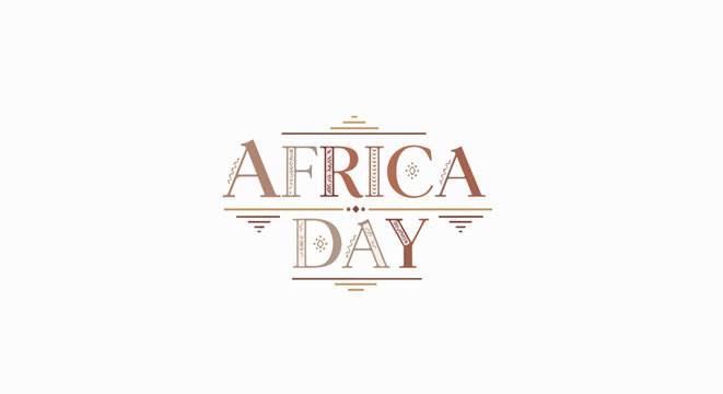 Logo design for Africa Day with decorative lines and shapes on a white background, in shades of brown.