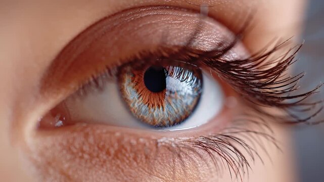 Close look at a human eye with detailed macro view of iris and pupil during daylight