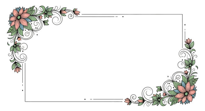 Floral decorative border with pink flowers.