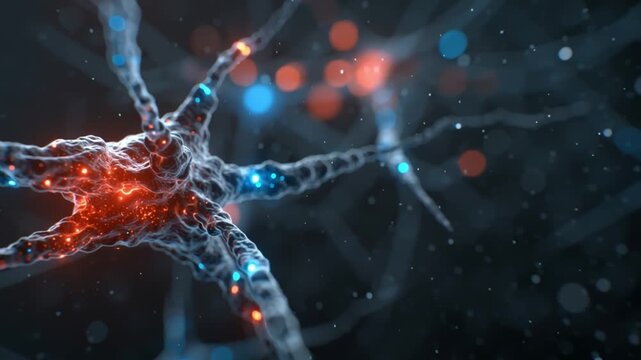 Macro animation shows interconnected neurons creating pathways in the brain
