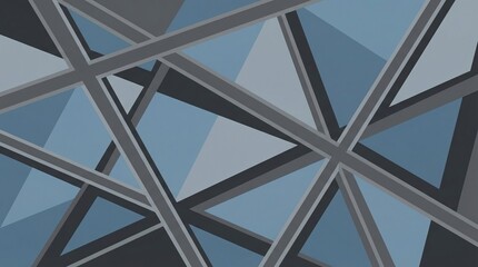Naklejka premium Intersecting grey lines forming geometric shapes over a blue and grey background. Modern, industrial, and minimalist design with a structured feel. Perfect for corporate presentations or wallpapers.