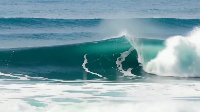 Real-life footage of the sea's surging waves, close-up of the magnificent waves