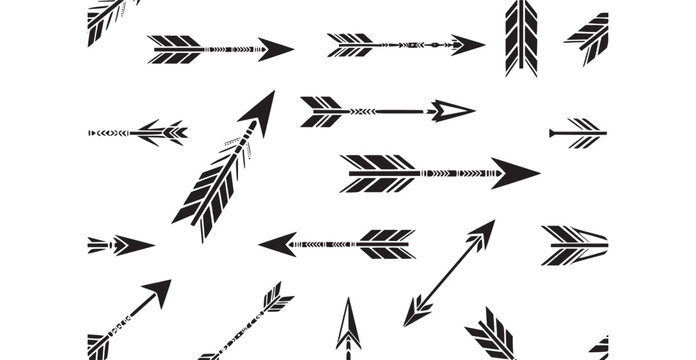 A collection of black arrows on a white background