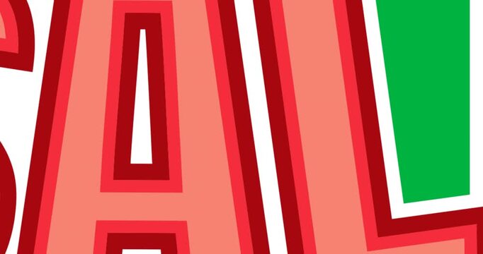 Digital animation of pink sale text against black background
