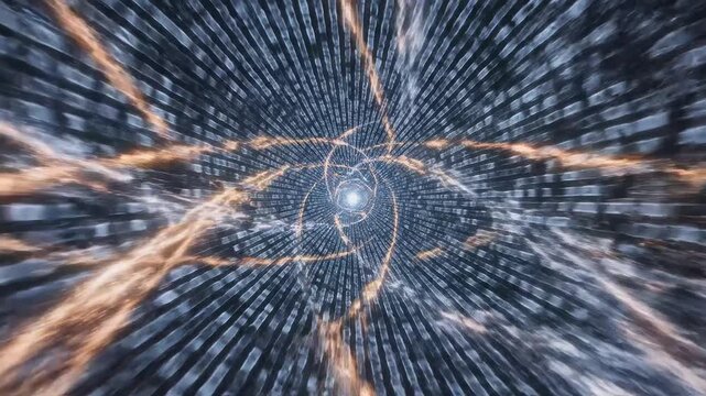Digital tunnel with binary code for commercial backgrounds, digital design, and advertising