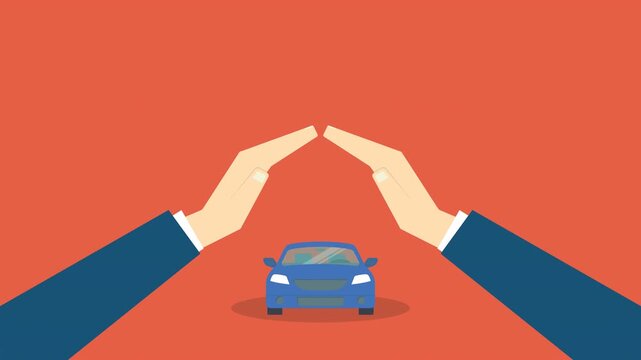 Car Insurance Protection Animation Hands Covering Vehicle Safety Auto Coverage Security Concept
