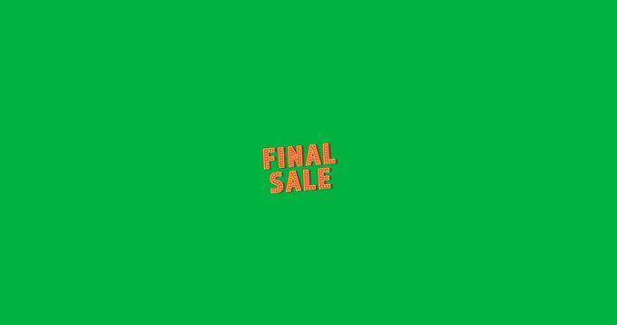 Digital animation of final sale text banner against black background