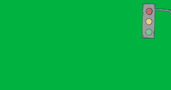 Digital animation of traffic signal icon against black background