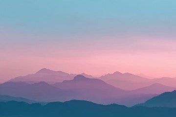 Obraz premium Soft sunrise over mountain landscape, gentle morning light