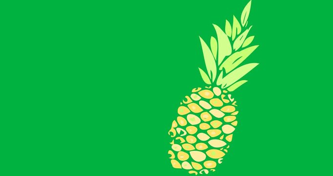 Digital animation of pineapple icon moving against black background