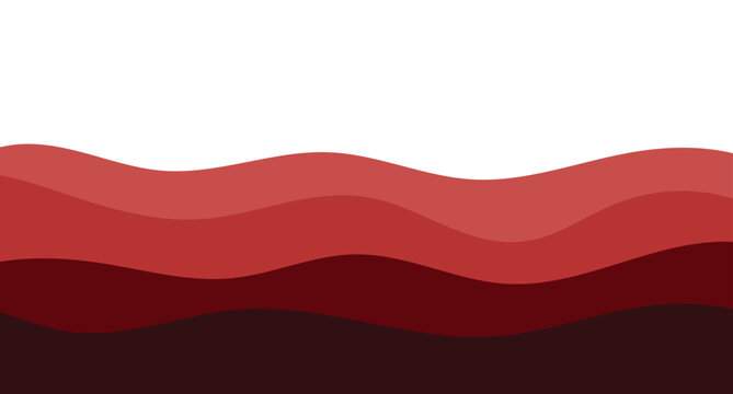 Red layered abstract wave background. Modern flowing curve shapes design. Minimal gradient wave composition. Elegant dynamic red abstract backdrop