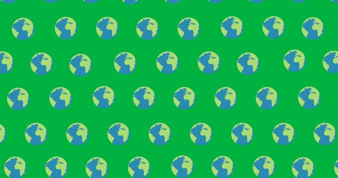 Digital animation of globe in a seamless pattern against black background