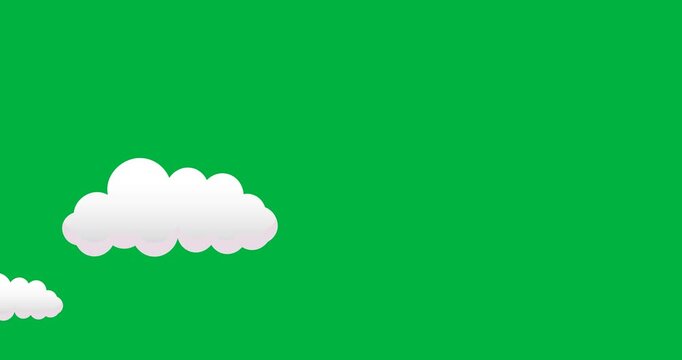 Digital animation of multiple cloud icons moving against black background