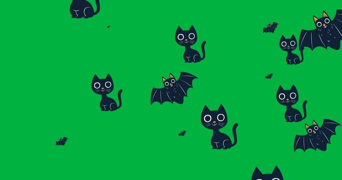 Halloween digital illustration features scary icons on a black background.