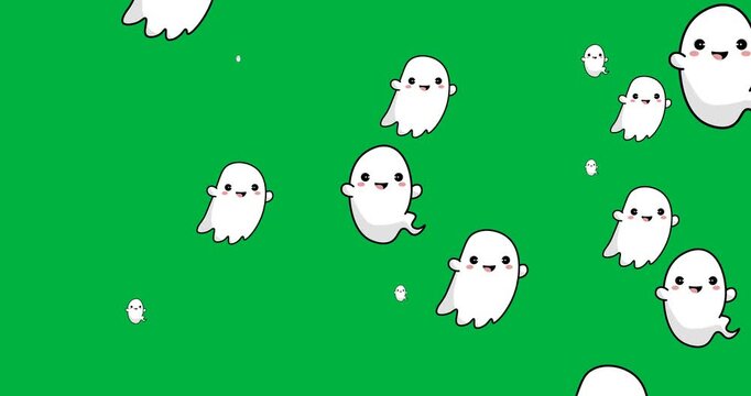 Halloween digital illustration holiday scary celebration animation icons ghost black background