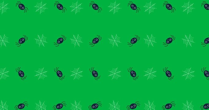 Halloween digital illustration features spooky icons on a black background.