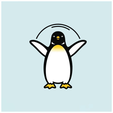 Cute Cartoon Penguin Character Design.