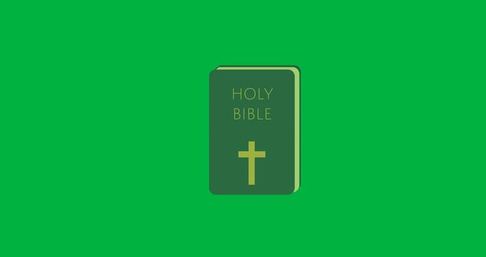 Digital animation of holy bible icon against black background