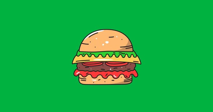 Digitally generated image of burger icon against black background