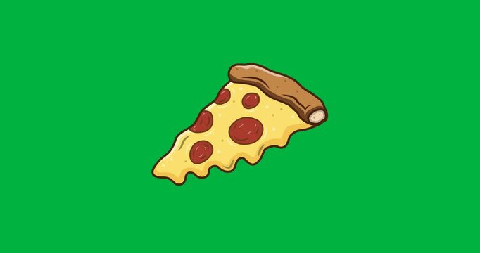 Digitally generated image of pizza slice icon against black background