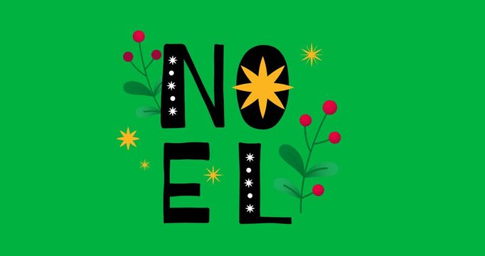 Digital animation of noel text banner against white background