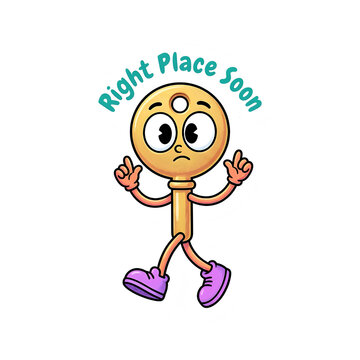 A cartoon key character with a sticker on transparent background