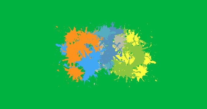Digital animation of colorful paint splash banner with copy space against black background