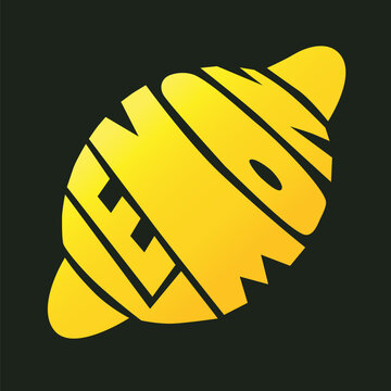 Lemon silhouette typography vector illustration. Words lemon forming citrus fruit shape. Calligram style. Art print. Vector illustration. Print for poster, t-shirt print, branding and packaging