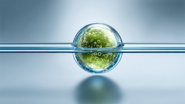 A microscopic view of a cell suspended in liquid medium.