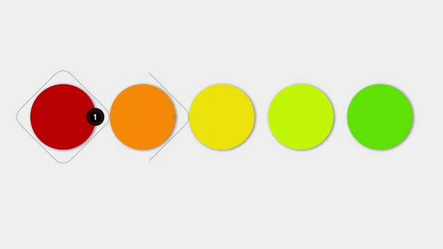 animated video of business infographics multi color circle shape with   label 5 and 7 steps  for workflow, presentation, 4k animation