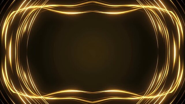 Glowing golden lines form a decorative border on a dark background