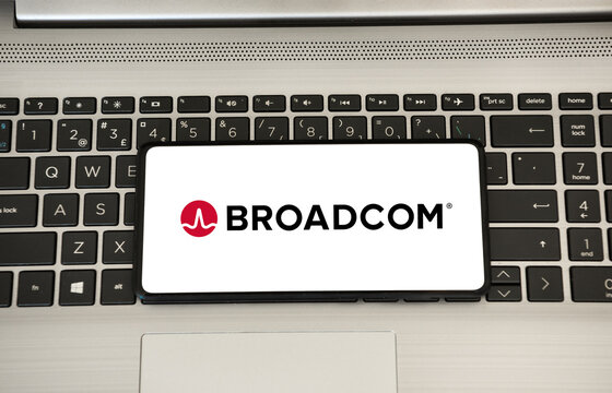 Broadcom logo on a screen. Link&ouml;ping, &Ouml;sterg&ouml;tland, Sweden. 04-15-2026