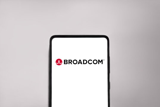 Broadcom logo on a screen. Link&ouml;ping, &Ouml;sterg&ouml;tland, Sweden. 04-15-2026