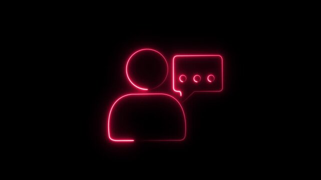 Neon Glowing User Avatar Notification Icon Animation for Digital Alert System Background 4K