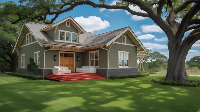 a residential house designed in the Craftsman architectural style.