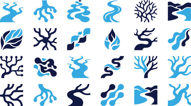 Modern technology icons for digital business and innovation concepts, AI and science.